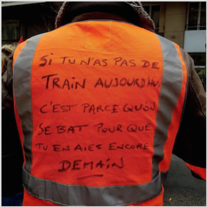 "Amis cheminots, tenez bon, car votre combat est de portée universelle." N°834 "Amis cheminots, tenez bon, car votre combat est de portée universelle." N°834